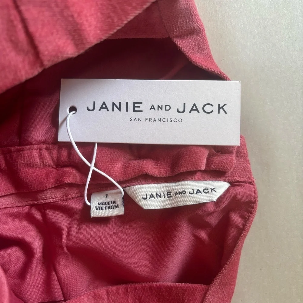 NWT Janie and Jack Mauvewood Corduroy Jumper Dress Girls Size 7 100% Cotton